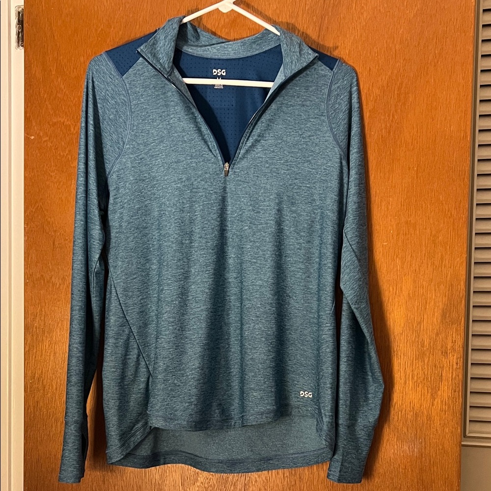 DSG blue Heathered Quarter-Zip Pullover with Navy Accents
